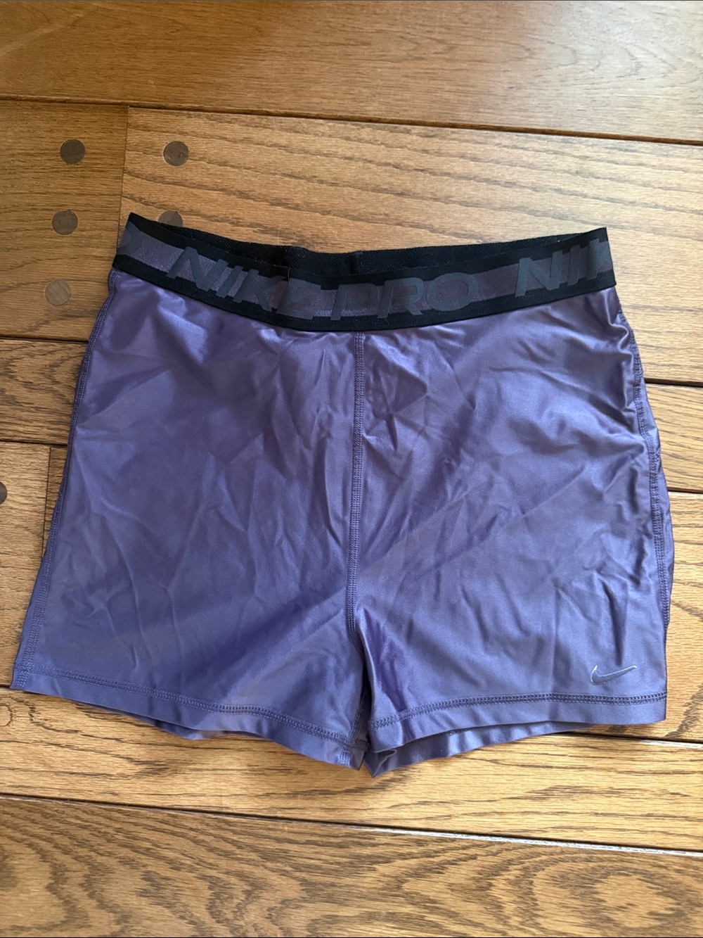 Nike Pro Purple Performance Training Shorts with Black Waistband women’s L